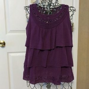 Coldwater Creek purple tiered blouse